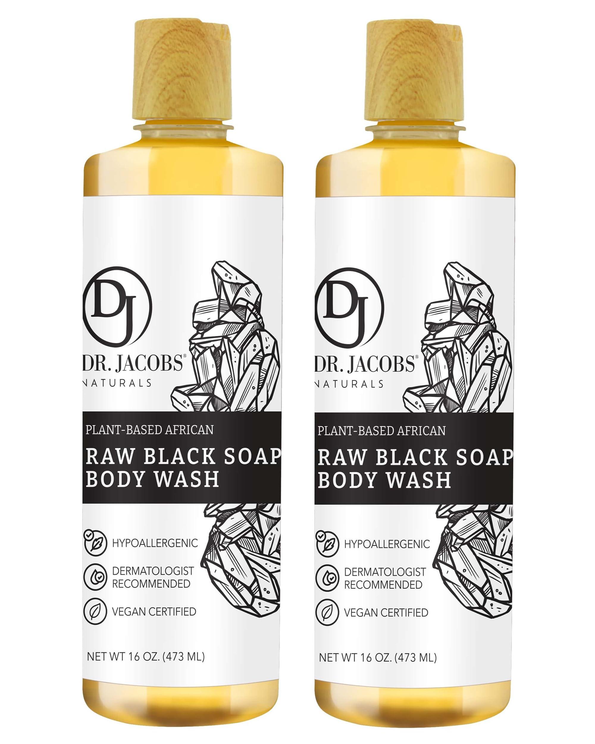 DR.JACOBS NATURALS Dr Jacobs Naturals Authentic African Raw Black Soap, All-In-One Cleanser for Face Wash, Sensitive Skin Body Wash, Shampoo, Shaving Soap | Shea Butter Moisturizing and Nourishing Formula | 16oz 2pk