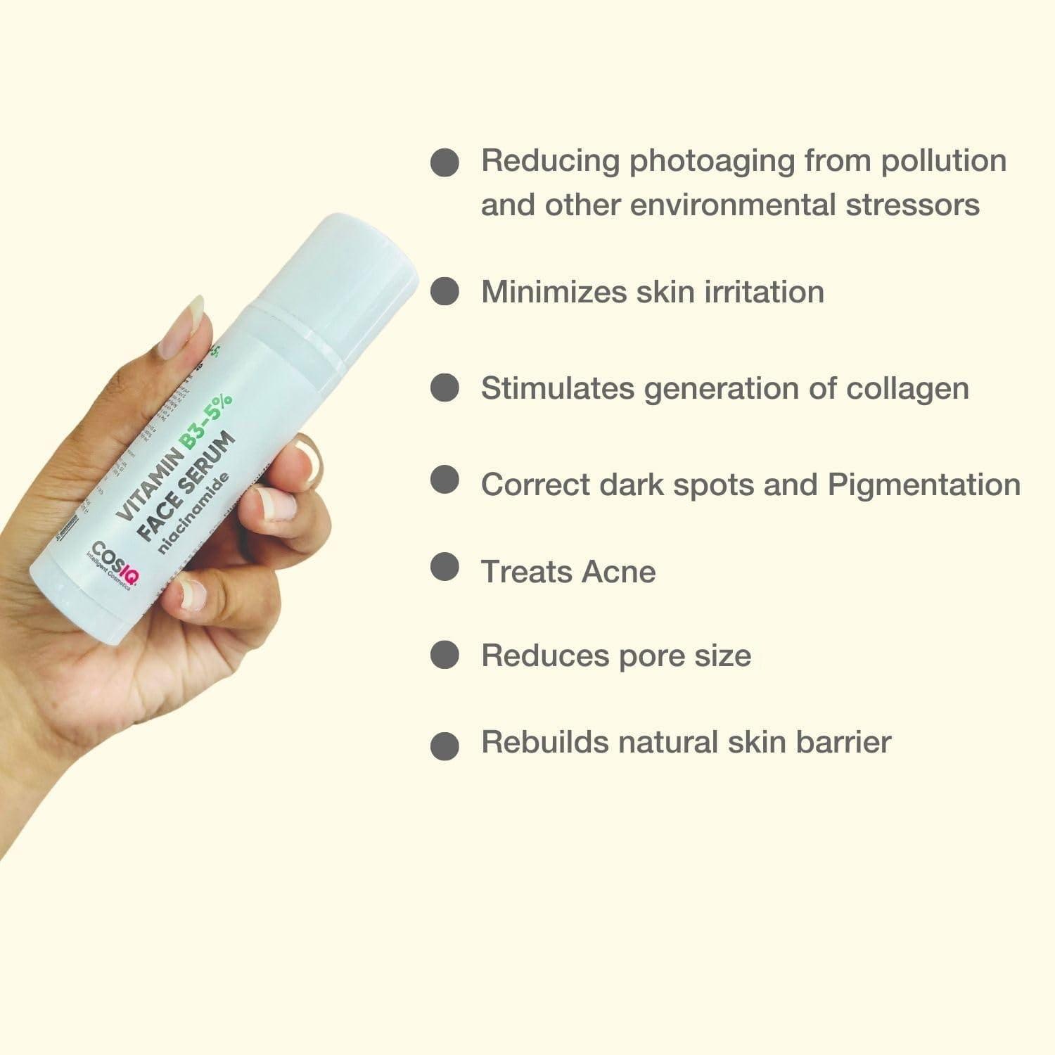 India Niacinamide Vitamin B3 Face Serum, Ultra Sensitive Skin,Multi-Peptides & HA, Hydrates, Repairs, Clears & Improves Texture,30ml