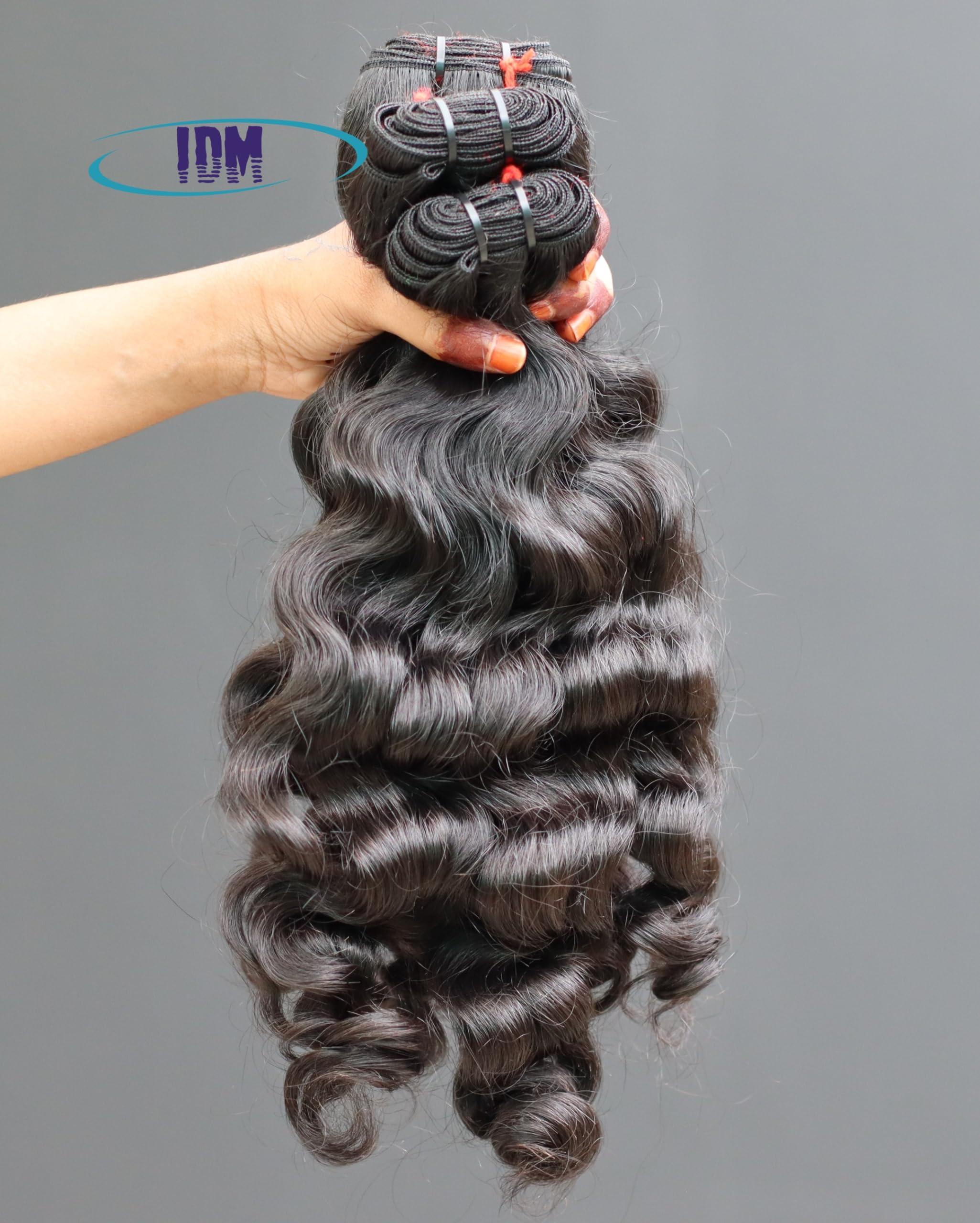 IDM INDIA IDM 14” Curly 2 bundles raw indian bundles human hair indian natural curly single donor hair
