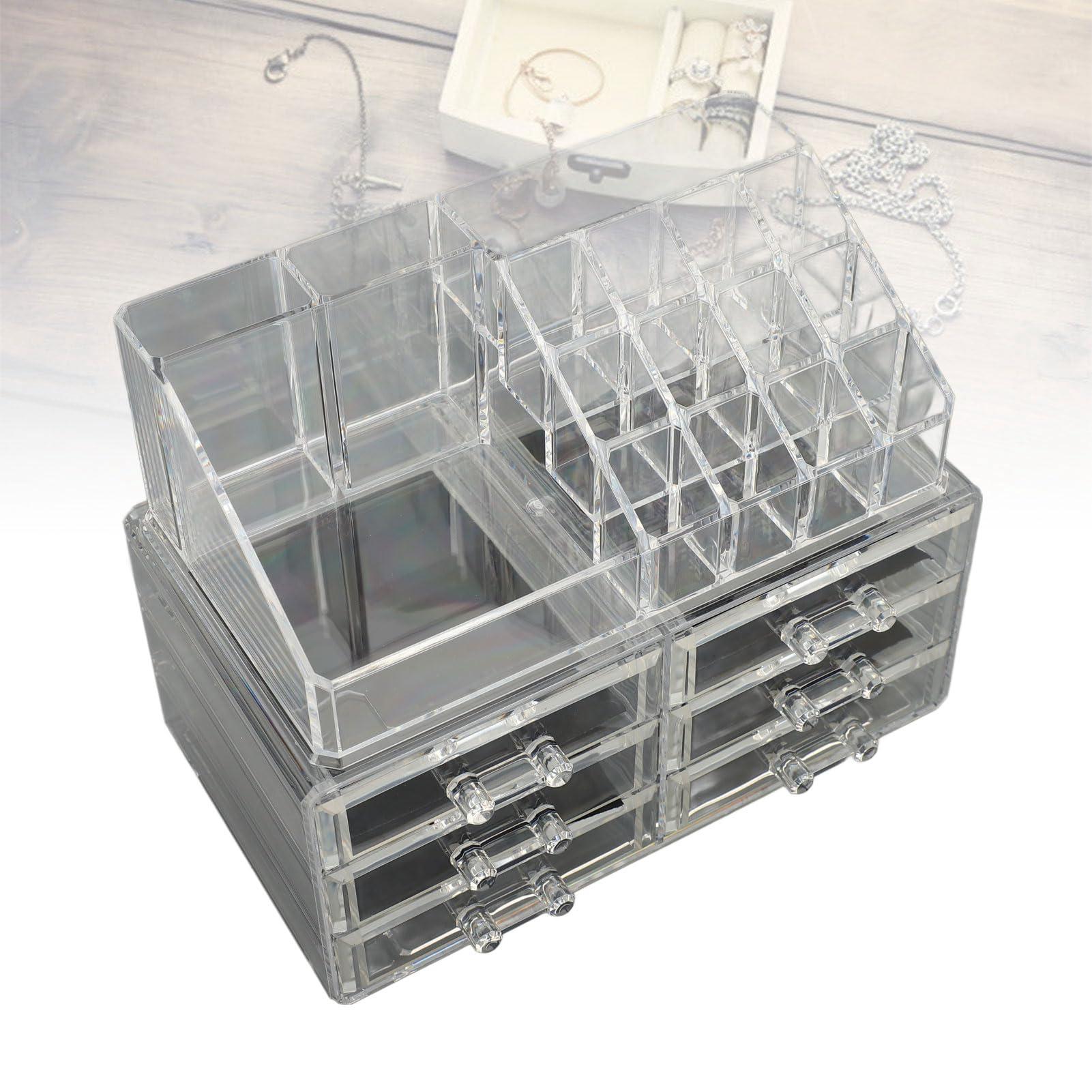Pyhodi Pyhodi Clear Makeup Organizer, Stackable Cosmetic Display Case with 6 Drawers, 1 Tray, Cosmetic Display Case for Jewelry, Hair Accessories, Skincare Product Organizing, Pyhodikpq4om8wfa