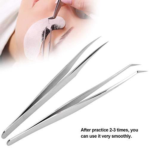 Gerioie Eyelash Tweezers, Stainless Steel Anti-Skid Eyelash Grafting Tweezers, Durable for Easy To Handle Grafting, Splitting, Parting Individuals Eyelash Artists