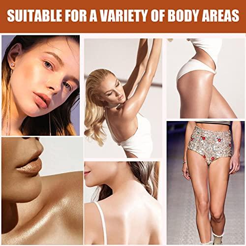 DMXYWO Body Shimmer Oil, Waterproof Moisturizing Liquid Highlighter Glow Body Makeup Illuminator, Face Brighten Shimmering Highlighter Bronze, Non-Sticky, Summer Body Glitter Gel Liquid Luminizer (Golden Brown)