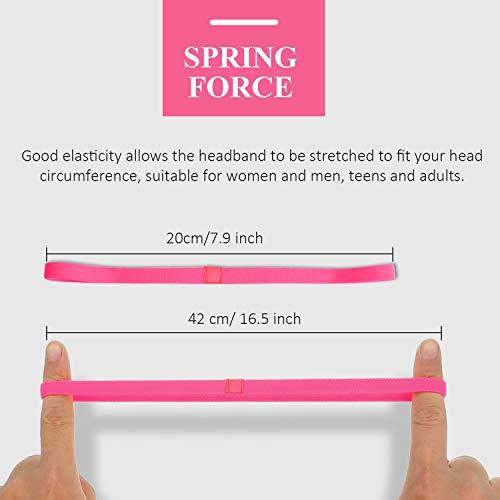 Sumind Sumind 4 Pieces Thick Non-Slip Elastic Sport Men Thin Headbands Football Hair Headbands for Women(Fluorescent Green, Rose Red, Green, Royal Blue)