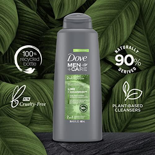 DOVE MEN + CARE DOVE MEN + CARE 2 in 1 Shampoo and Conditioner For Healthy-Looking Hair Lime + Cedarwood Naturally Derived Plant Based Cleansers 20.4 oz 3 Count