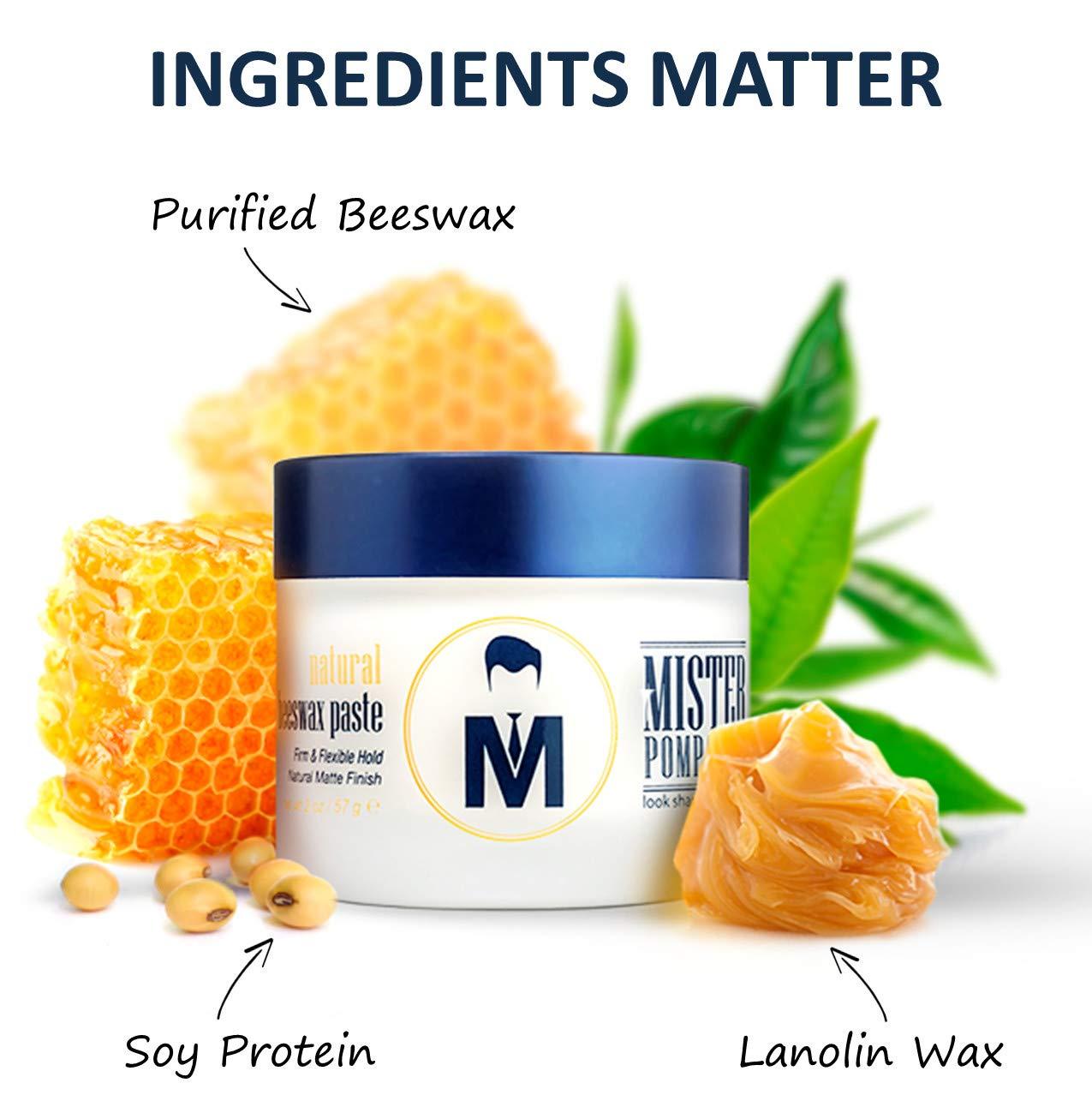Mister Pompadour Mister Pompadour Natural Beeswax Paste | Matte Hair Product for Men & Women | HIgh Hold & No Shine | Water Based - Easy To Wash | 2oz