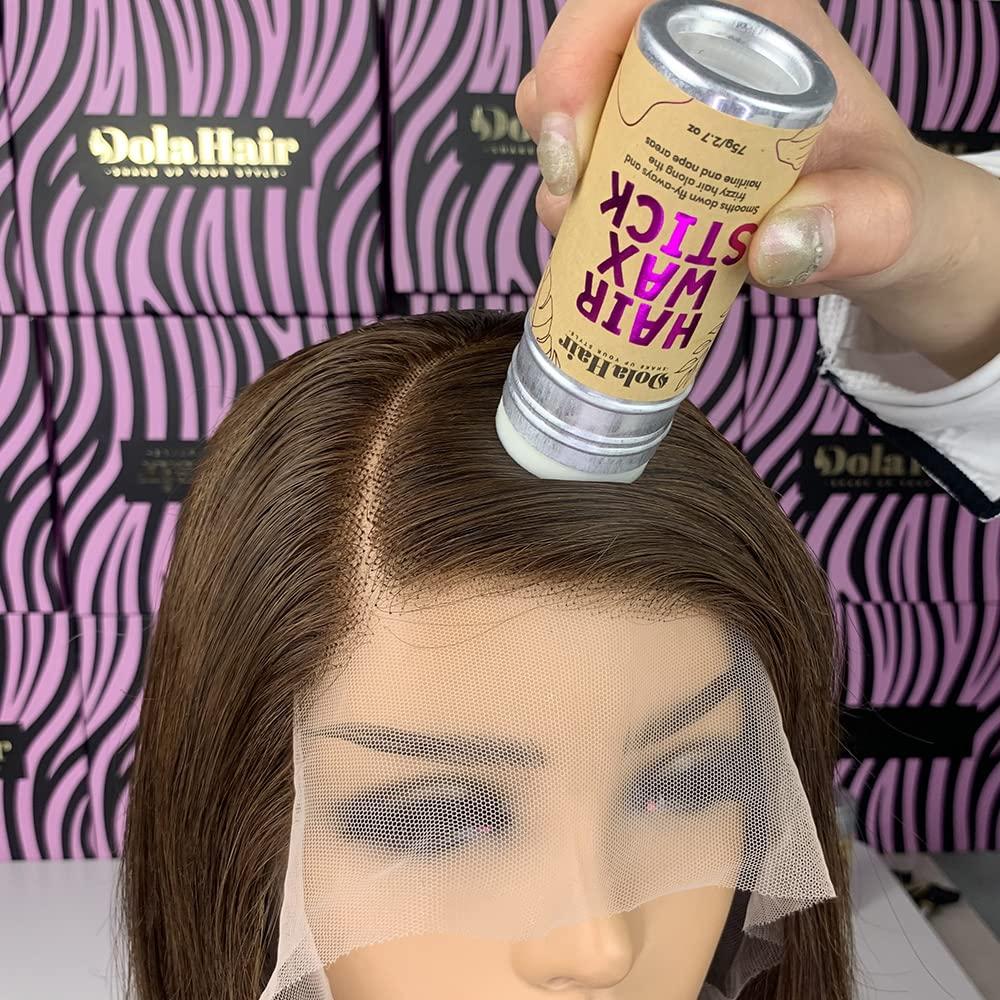 Dolahair Dolahair Hair Wax Stick for Flyaways, Women, and Kids - Hair Pomade Stick (1 Pack with 2 Bands and 2 HD Wig Caps)