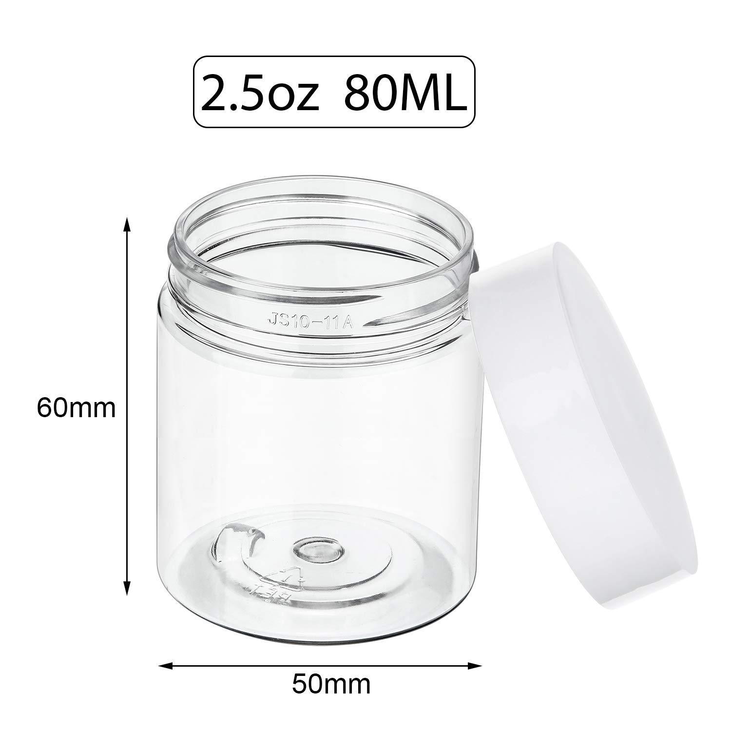 SATINIOR SATINIOR 36 Pieces Plastic Jars with Lids Round Clear Container Leak Proof Airtight Cosmetic Small Empty Jars for Lotions Ointments Travel Toiletries Creams Make up Storage(2.5 oz,White)