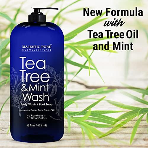 MAJESTIC PURE MAJESTIC PURE Tea Tree Oil Body Wash with Mint -Shower Gel Body Soap, Fights Body Odor, AthleteÍs Foot, Jock Itch, Ringworm & Skin Irritations for Women and Men - 16 fl oz