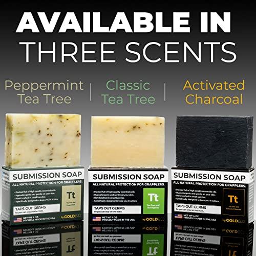 Gold BJJ Premium Tea Tree Oil Soap - USA Made Bar Soap for BJJ, Jiu Jitsu, Wrestling, and Grappling (5-Pack of 4 Ounce Soap Bars, Classic Tea Tree)