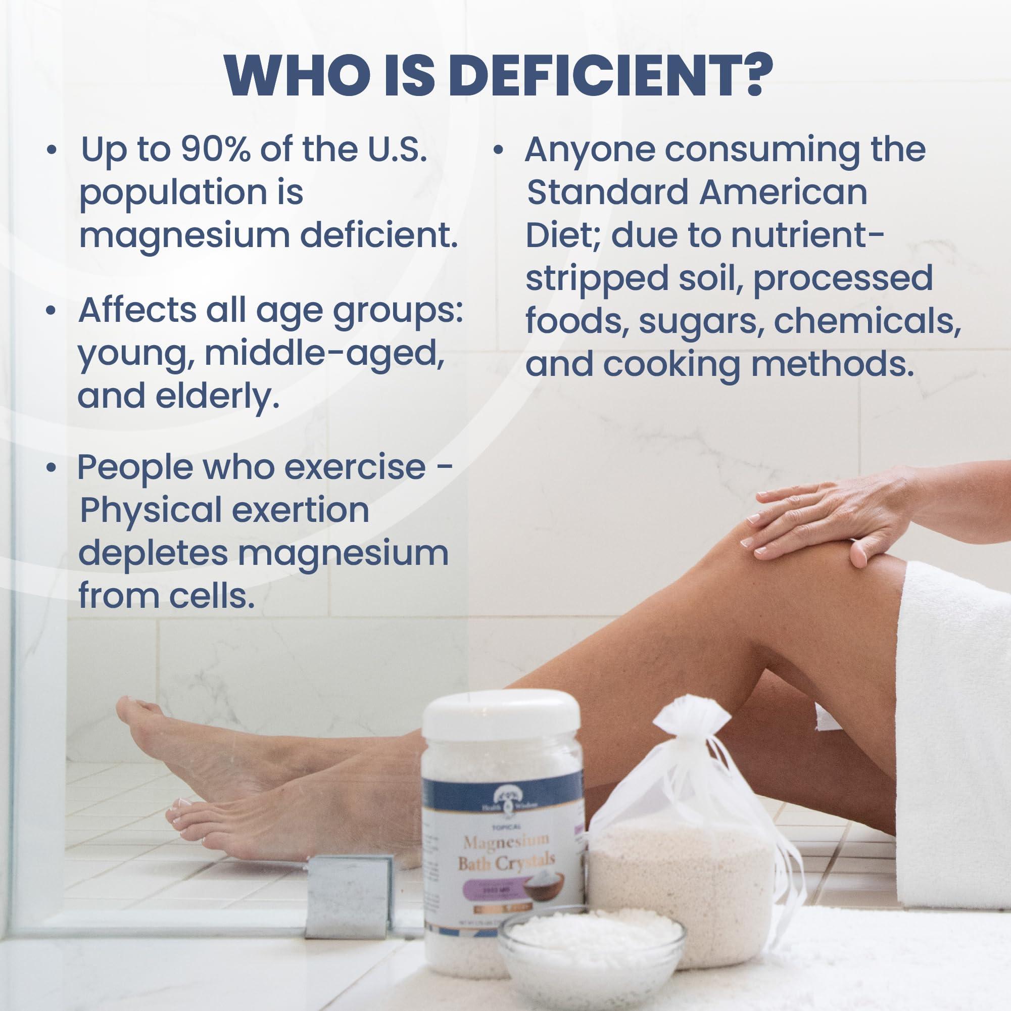 Health and Wisdom Health and Wisdom Magnesium Bath Salt - Magnesium Chloride Flakes for Bath Soak, 4X Epsom Salt Concentration, Unscented Formula, Dead Sea Sourced, Resealable Bag, Zero Additives - 88 Ounces