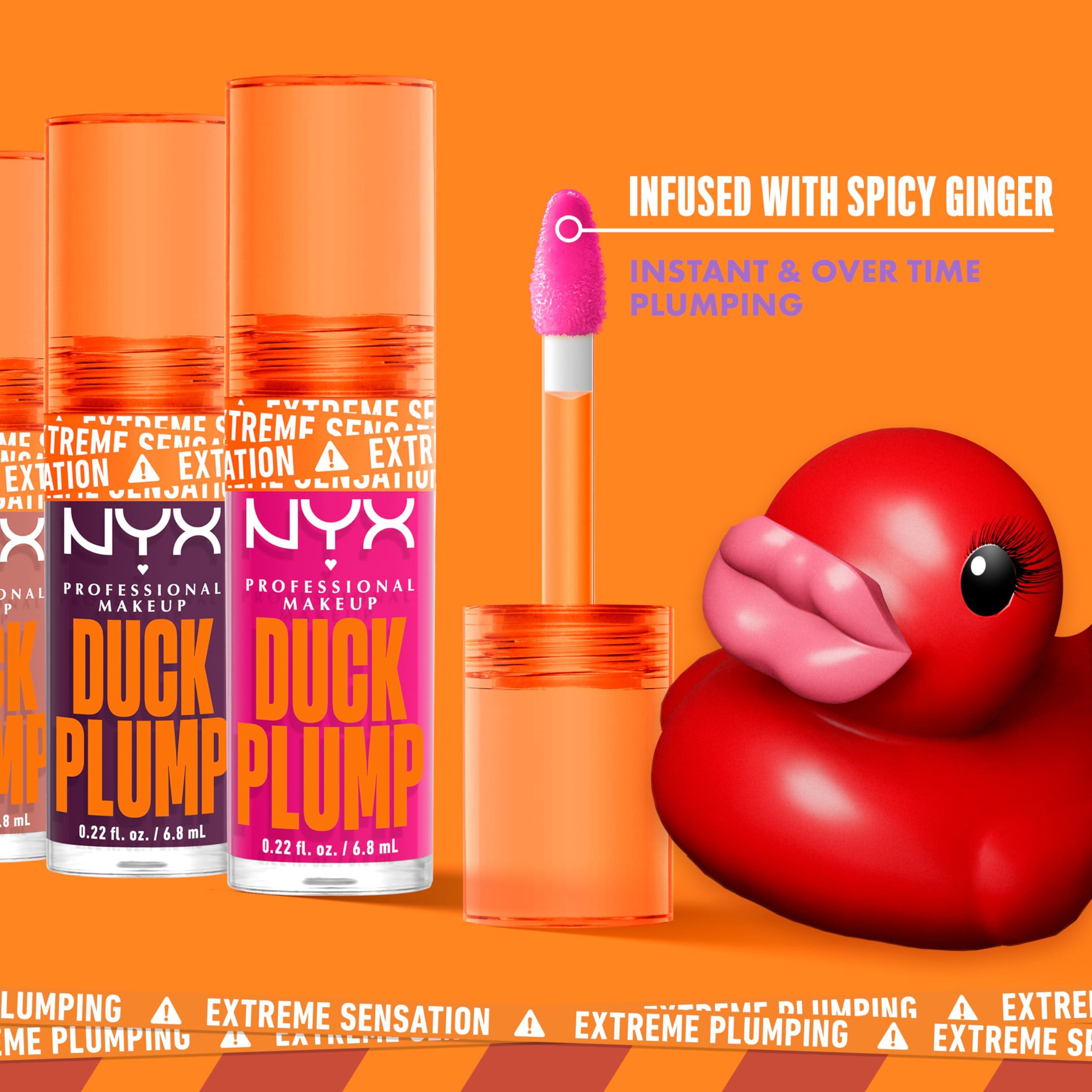 NYX PROFESSIONAL MAKEUP NYX PROFESSIONAL MAKEUP Duck Plump High Pigment Plumping Lip Gloss with Spicy Ginger, Vegan Lip Makeup - Wine Not ( Reddish Brown)