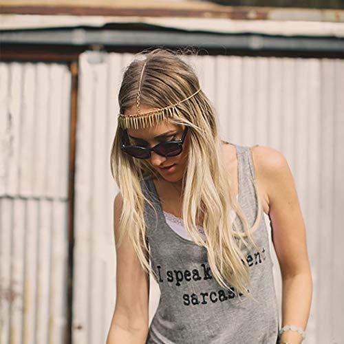 Urieo Urieo Bohemian Head Chain Jewelry Gold Tassels Forehead Chain Halloween Bridal Wedding Headband Headpiece for Women and Girls