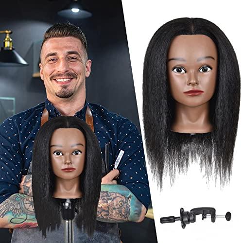 Wig Lace Front for Women Training Head Hairdresser Cosmetology Mannequin Manikin Training Dolls Head For Practice Hairstyle Manikin Training Head Hair And Clamp Holder Girl Bows for Black One Size