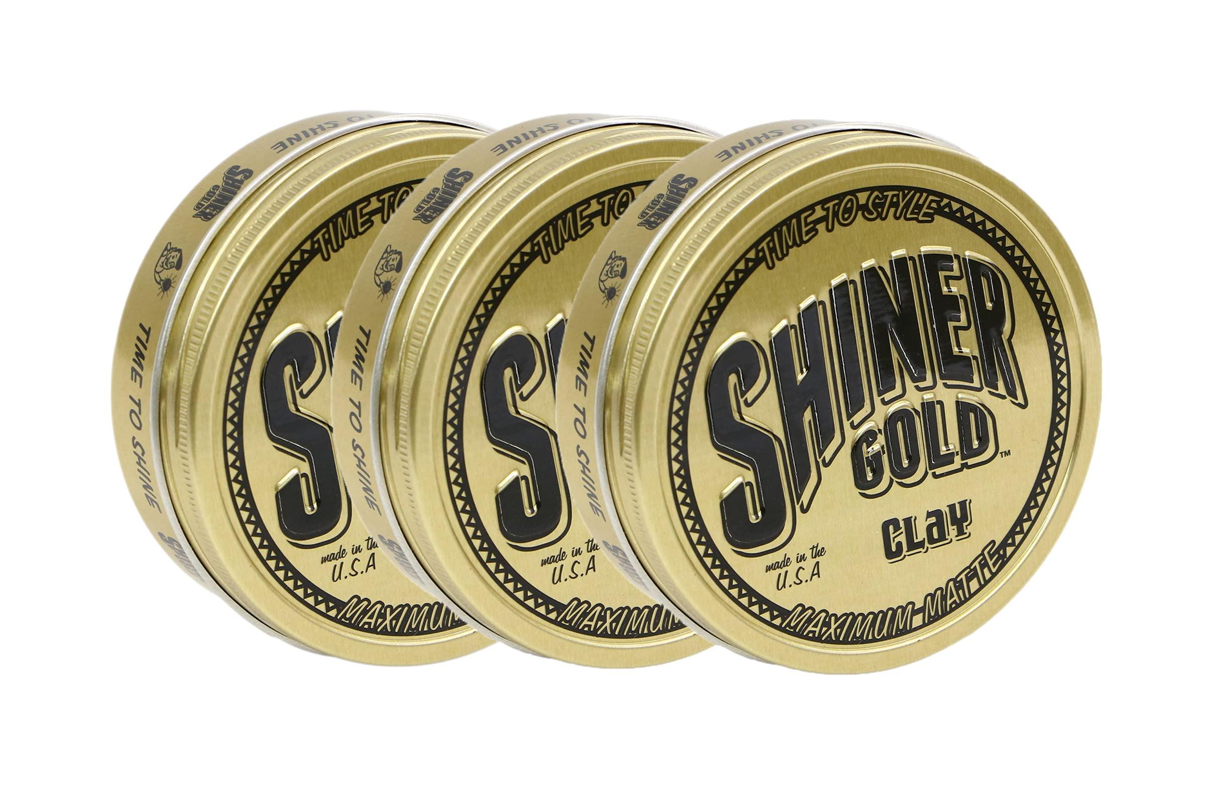 Shiner Gold Pomade Shiner Gold Matte Clay Pomade | Strong Hold | Matte Finish | Water Based | Coconut Scent, 3.5oz Pack of 3