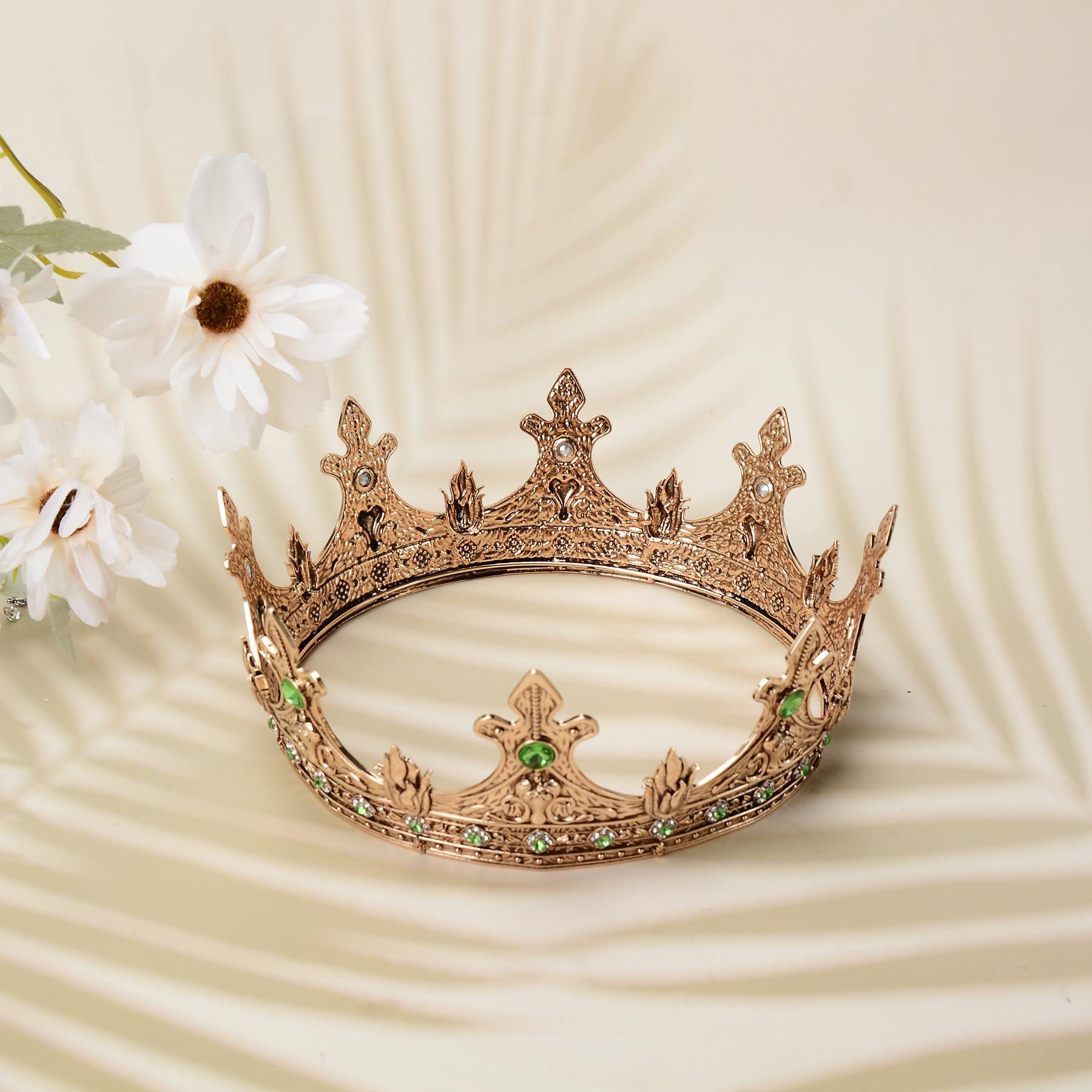 S SNUOY S SNUOY Gold Crown for Men Royal king Crown Medieval Tiaras Metal Headpieces Costume Headwear for Prom Cosplay Birthday Party Hat