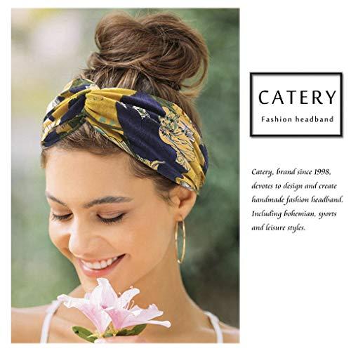 Catery Catery Boho Headbands Criss Cross Headband Headpiece Bohemia Floal Twist Head Wrap Hair Band Vintage Stylish Elastic Turban Fabric Hairbands Fashion Hair Accessories for Women(Pack of 3) (Noble)
