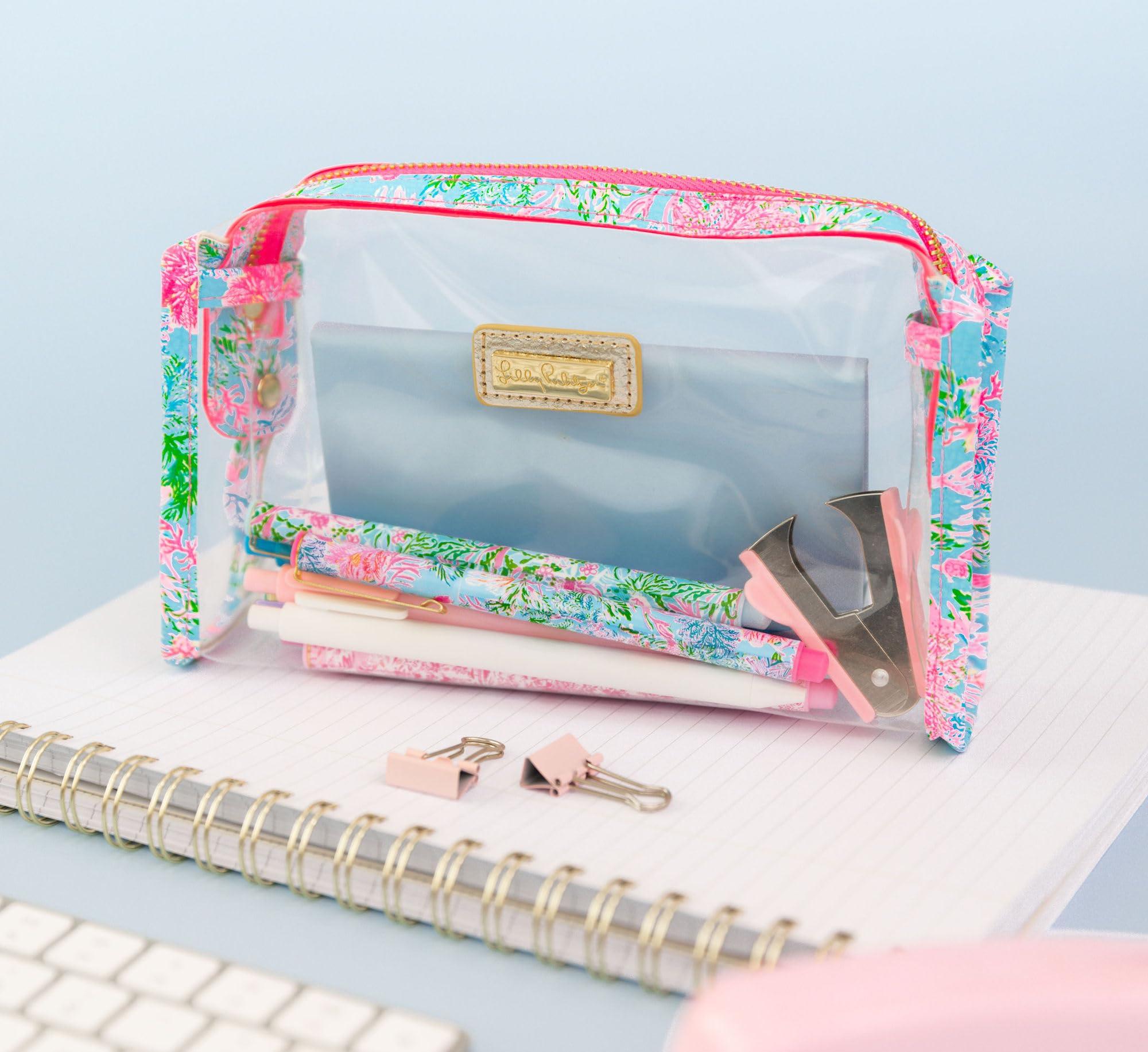 Lilly Pulitzer Lilly Pulitzer Clear Zipper Pouch, Cute Pencil Case for Adults, Travel Toiletry Bag, Small Pouch Bag for Supplies, Makeup or Toiletries (Cay to My Heart)
