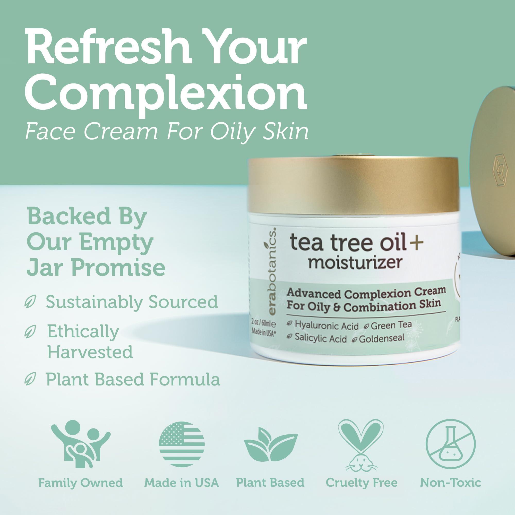 Era Organics Era Organics Tea Tree Cream Face Moisturizer for Oily Skin - Advanced 7X Balancing Oily Skin Moisturizer - Non-Greasy Moisturizer - Tea Tree Oil for Skin