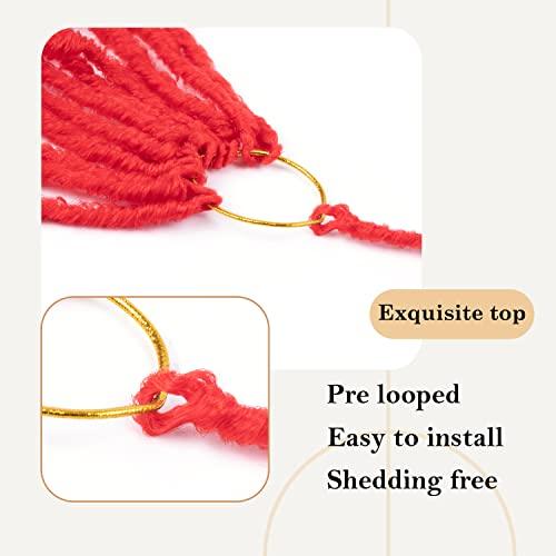 BRAVERY Red Soft Locs 30 Inch-Faux Locs Crochet Hair For Black Women 5 Packs Crochet Locs Goddess Locs Crochet Hair Pre Looped Braiding Hair Extensions (30 Inch (Pack of 5), Red)
