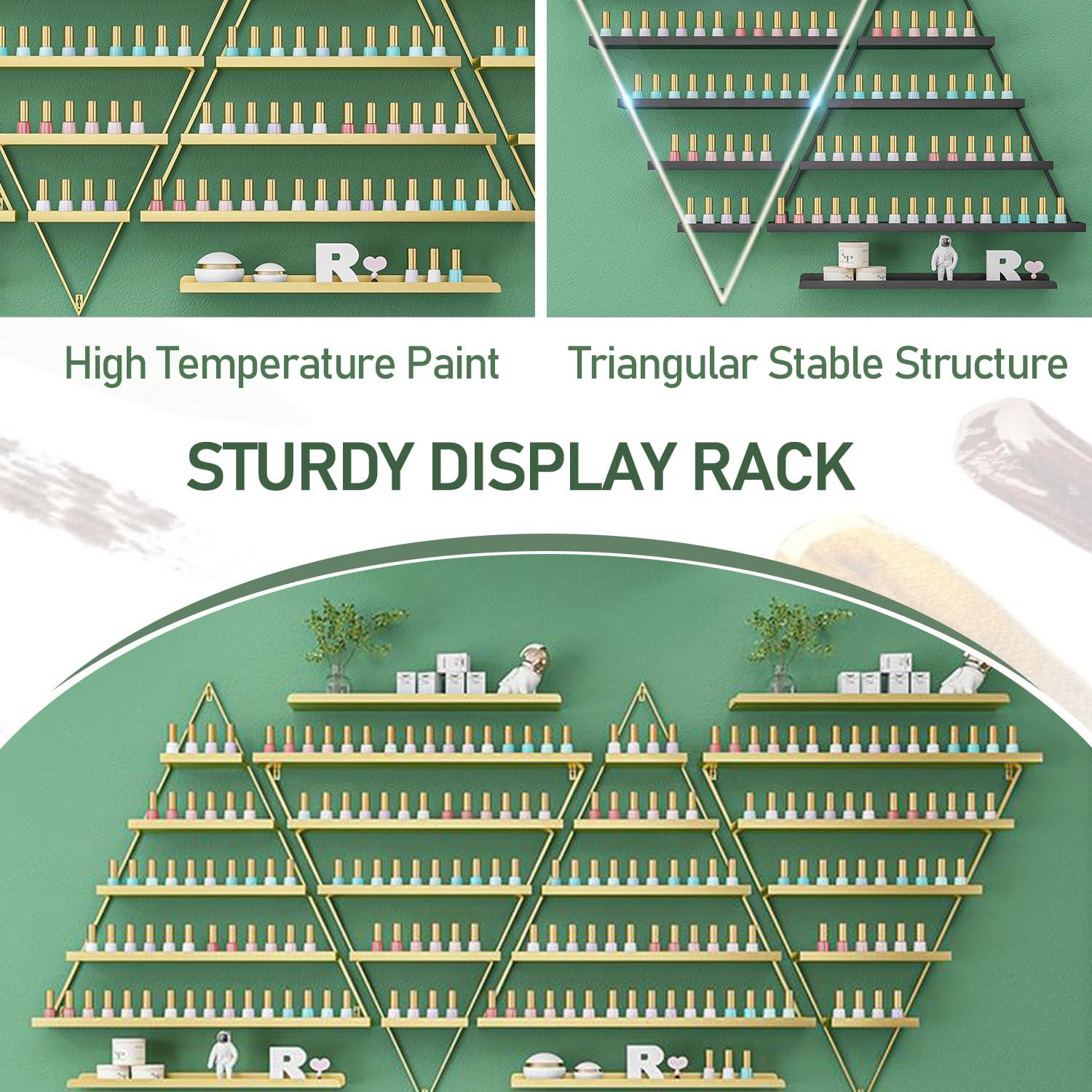 Bubinblau Bubinblau Black,10pcs, Nail Polish Display Rack Wall Mounted, Triangle Nail Polish Bottle Storage Holder, Floating Shelf Combination for Salon Retail Shop