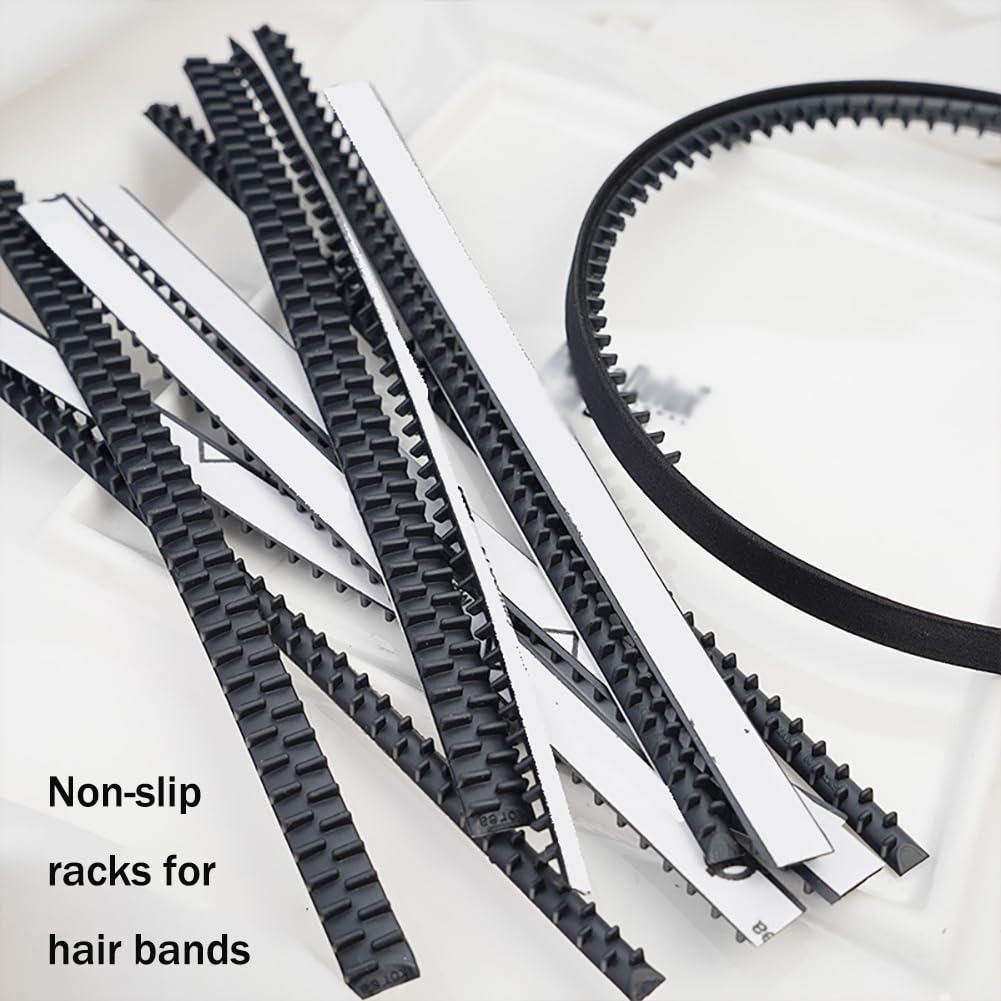 BFLCTTBD BFLCTTBD 10pcs Black Anti-Slip Flexible Rubber Teeth Gripper Strips Self-Adhesive Headbands for DIY Hair Accessories Making 8mm