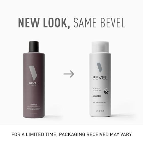 Bevel Bevel Shampoo for Men - Sulfate Free Shampoo for Textured Hair with Coconut Oil and Shea Butter, Detangles Course, Curly Hair, 12 Oz