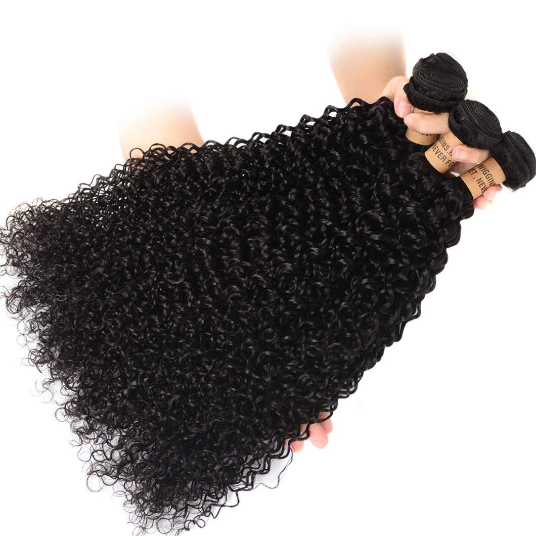 SSJFZM 3 Bundles Malaysian Curly Hair 100% Human Hair Bundles With Closure With Baby Hair Natural Black Remy Hair Weave 22 & 24 & 26 & Closure 20