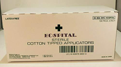 Puritan Medical Puritan 25-806 2WC, Hospital Sterile Cotton Tipped Applicator Swabs, (100pks of 2 Swabs)