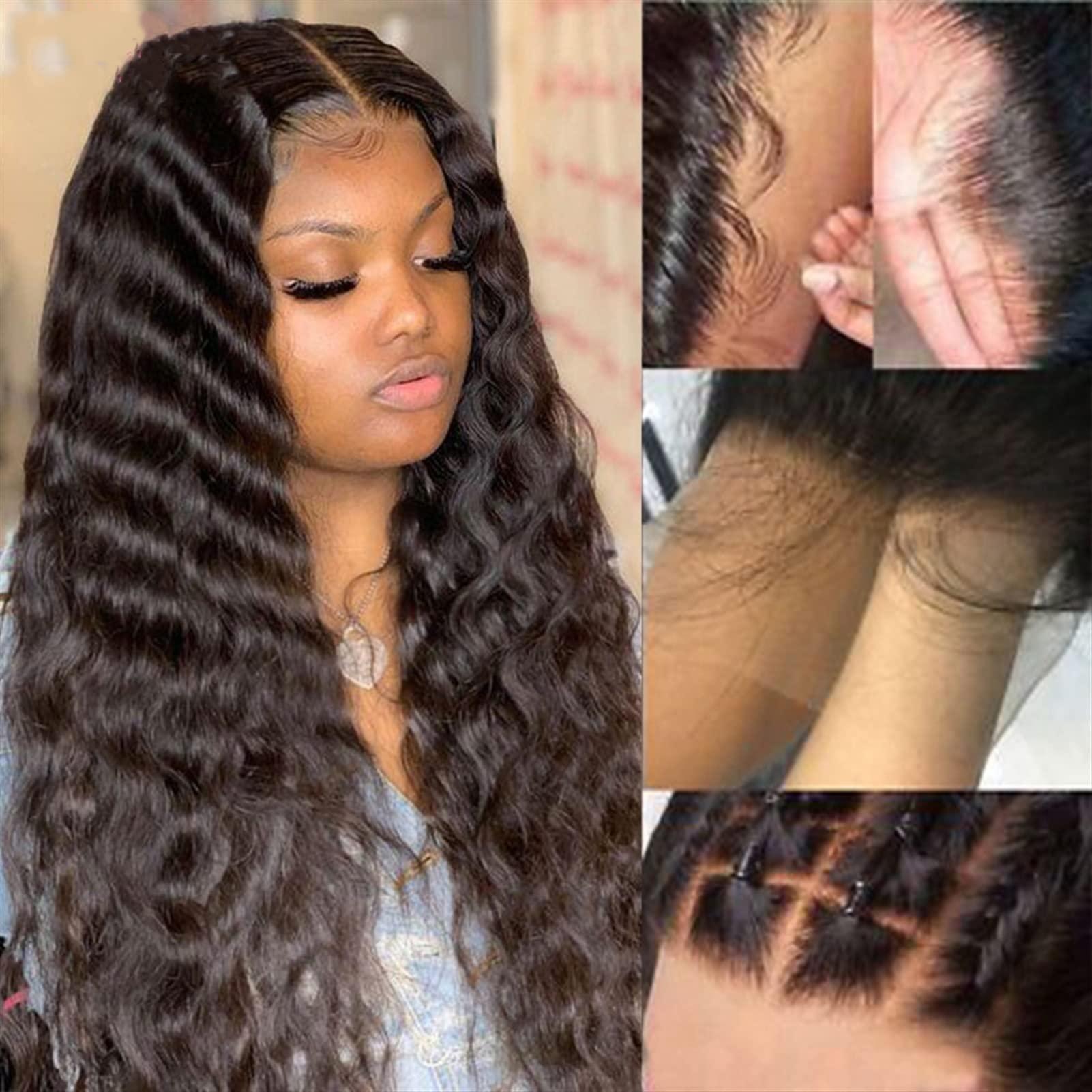 jinyi2016SHOP Women Wigs 8-30 Inch 150% Density Lace Frontal Wig Transparent Loose Deep Wave Lace Front Wig Remy Pre Plucked 13x4 Brazilian Human Hair Lace Wigs Human Hair Wigs