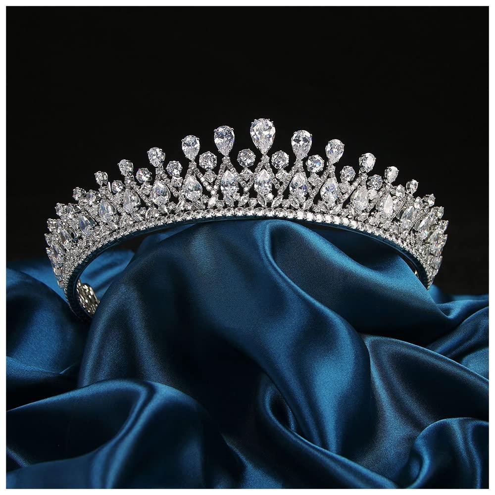 Lllunimon Lllunimon Full Cubic Zirconia Crown for Women,Classic Elegant Bridal Zircon Crowns,Shinny Hair Accessories for Wedding,Pageant, Party