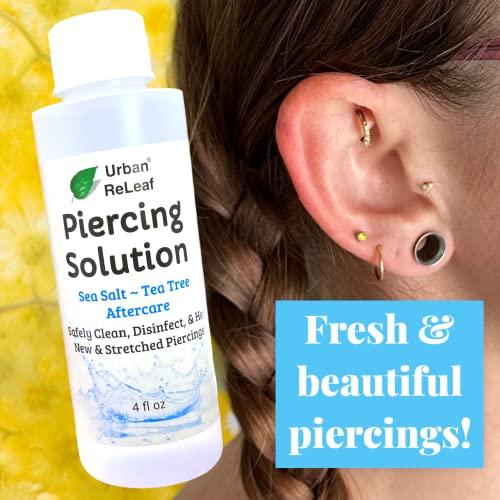 Urban ReLeaf Urban ReLeaf Piercing Solution ! Soothing Sea Salts & Tea Tree AFTERCARE 4 oz, Ready to use. Safely Clean and Calm New & Stretched Piercings. Gentle Effective Natural & Proven. Works Fast
