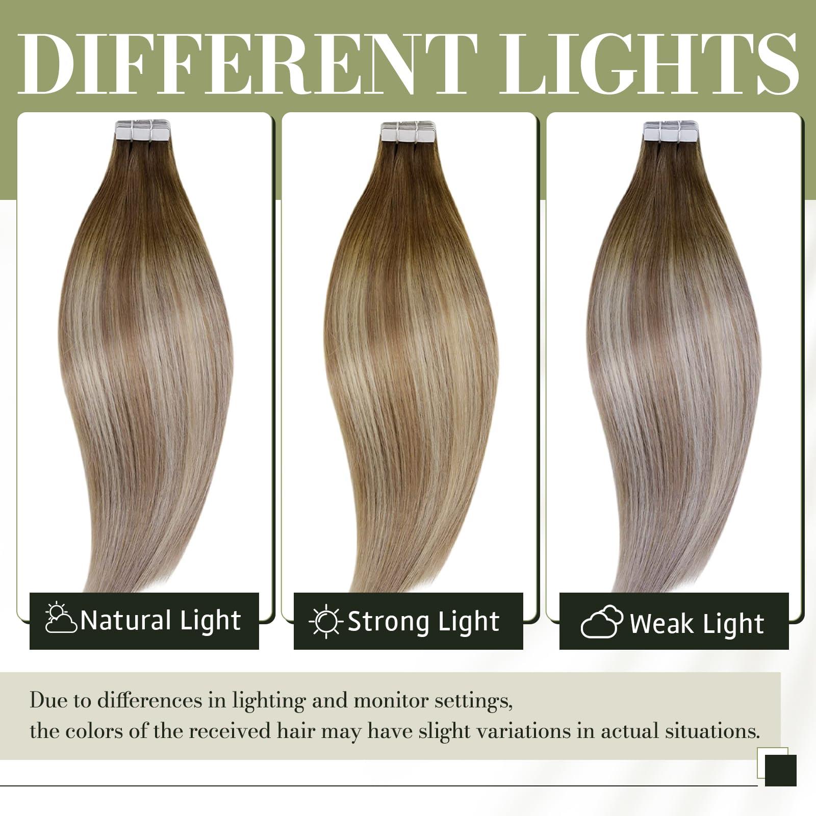 RUNATURE RUNATURE Bundles 12 Inch #3/8/22 Walnut Brown to Ash Brown with Light Blonde Tape in Hair Extensions Human Hair 30g 20pcs and U Tip Hair Extensions Human Hair 40g 50 Strands