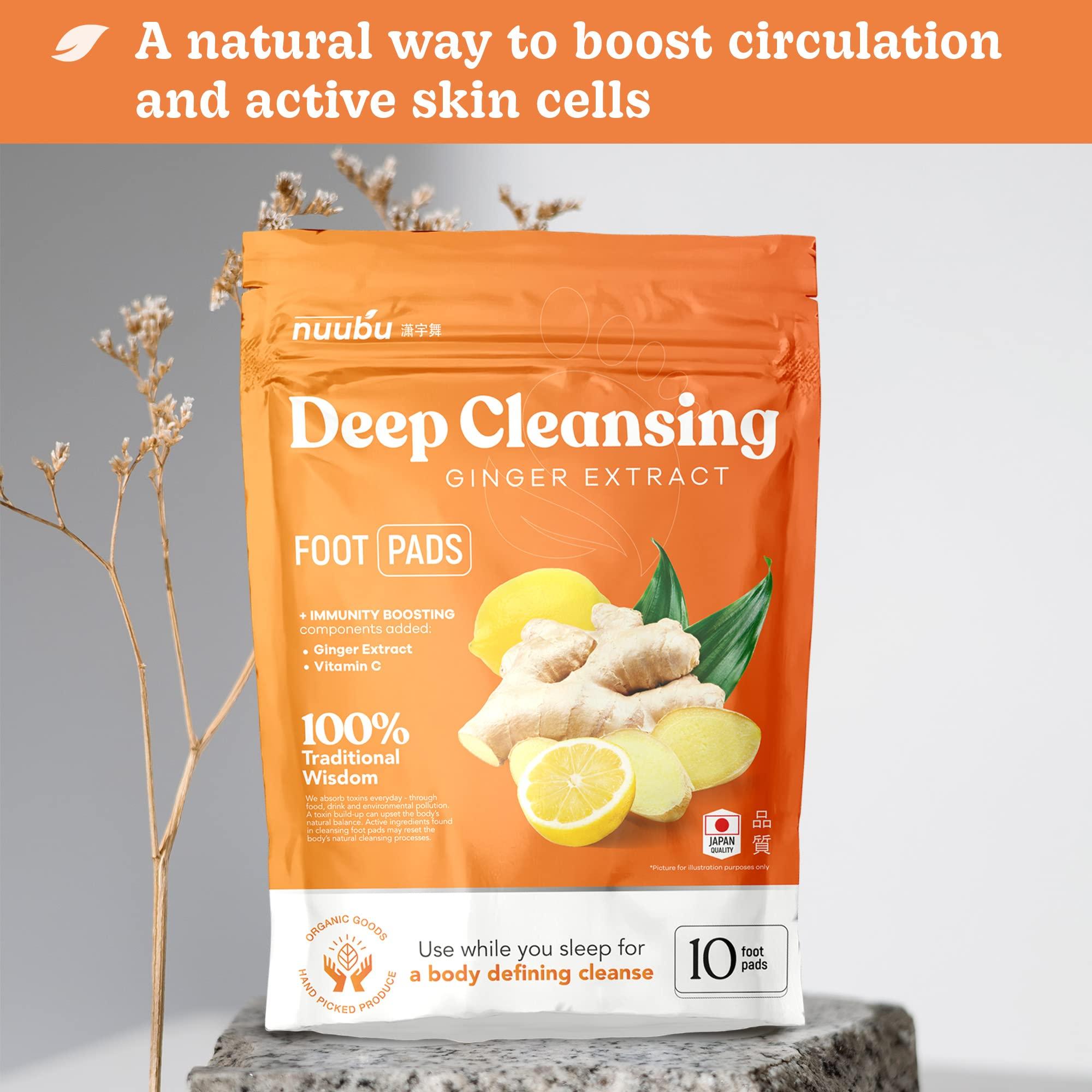 Nuubu Nuubu | Ginger Deep Cleansing Foot Pads for Better Sleep & Foot Care | Premium Japanese Organic Foot Pads with Ginger Powder (10 Pc)