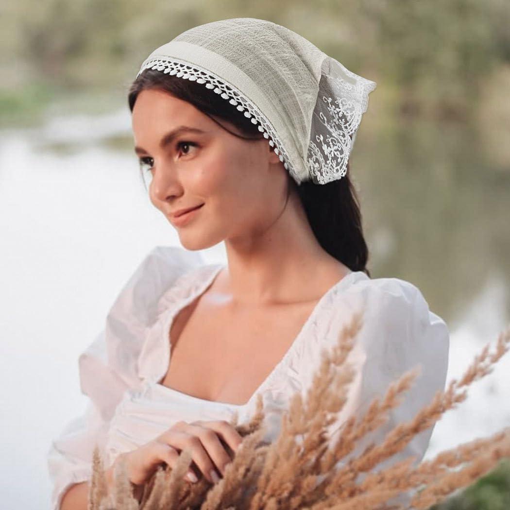 Woeoe Woeoe 3Pcs Triangle Bandana Headband Pink Lace Head Kerchief Boho Hair Scarf for Women and Girls