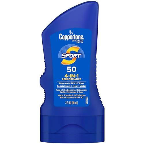 Coppertone Coppertone SPORT Sunscreen Lotion SPF 50, Water Resistant Sunscreen, Broad Spectrum SPF 50 Sunscreen, Bulk Sunscreen Pack, 3 Fl Oz Bottle, 12 Count