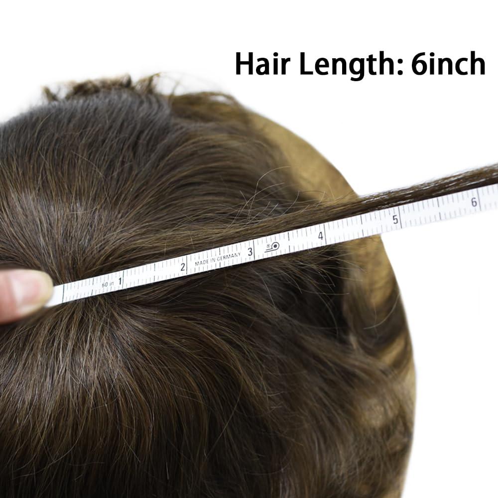 LYRICAL HAIR LYRICAL HAIR Toupee for Men Hair System Replacemen Fine Mono Lace Mens Toupee Durable PU Mens Human Hair Piece Male Protheses Hair Units 7\"X9\" #18 Medium Blonde-130% Medium Density