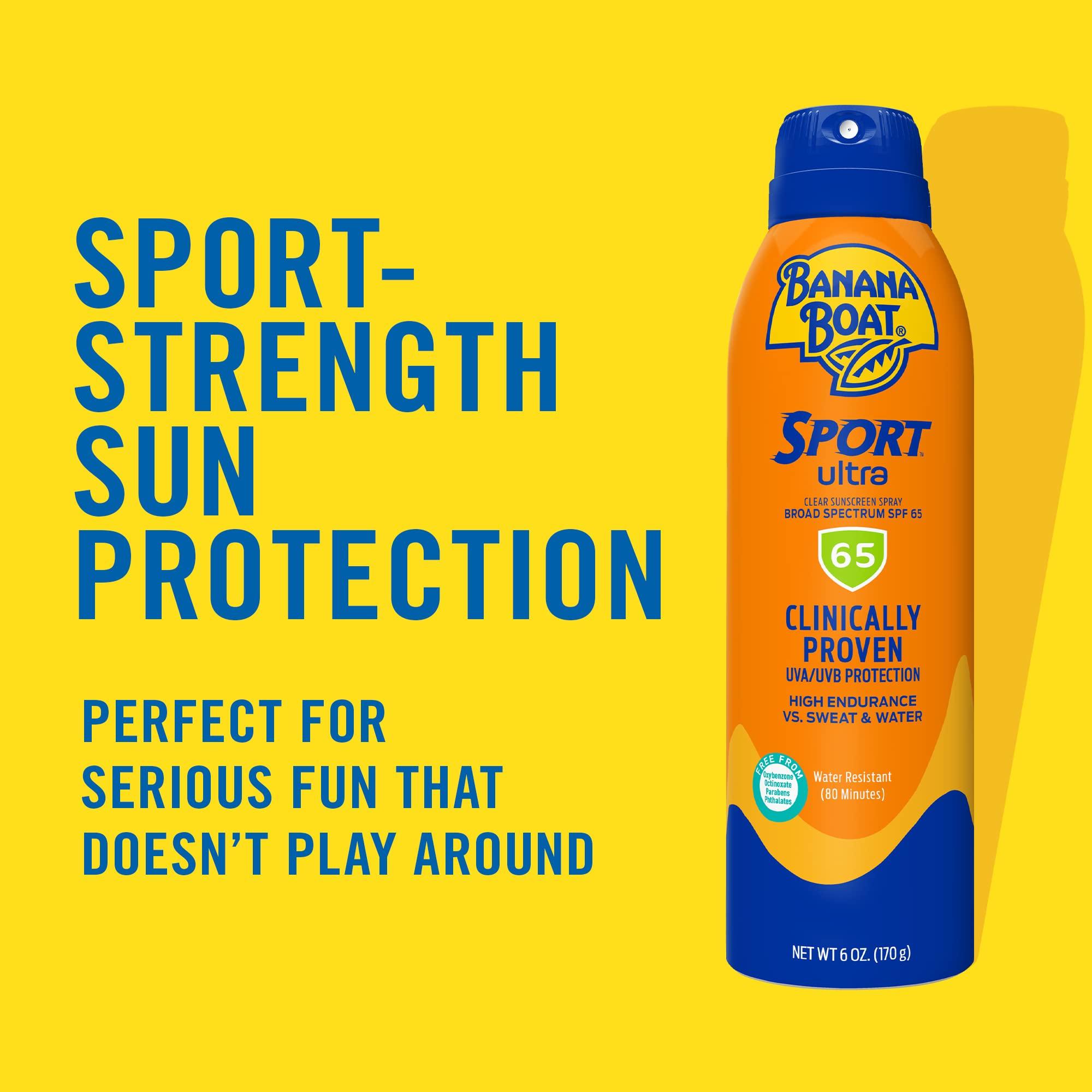 Banana Boat Banana Boat Sport Ultra SPF 65 Sunscreen Spray, 6oz | Banana Boat Sunscreen Spray SPF 65, Oxybenzone Free Sunscreen, High SPF Sunscreen, Spray On Sunscreen, Water Resistant Sunscreen SPF 65, 6oz