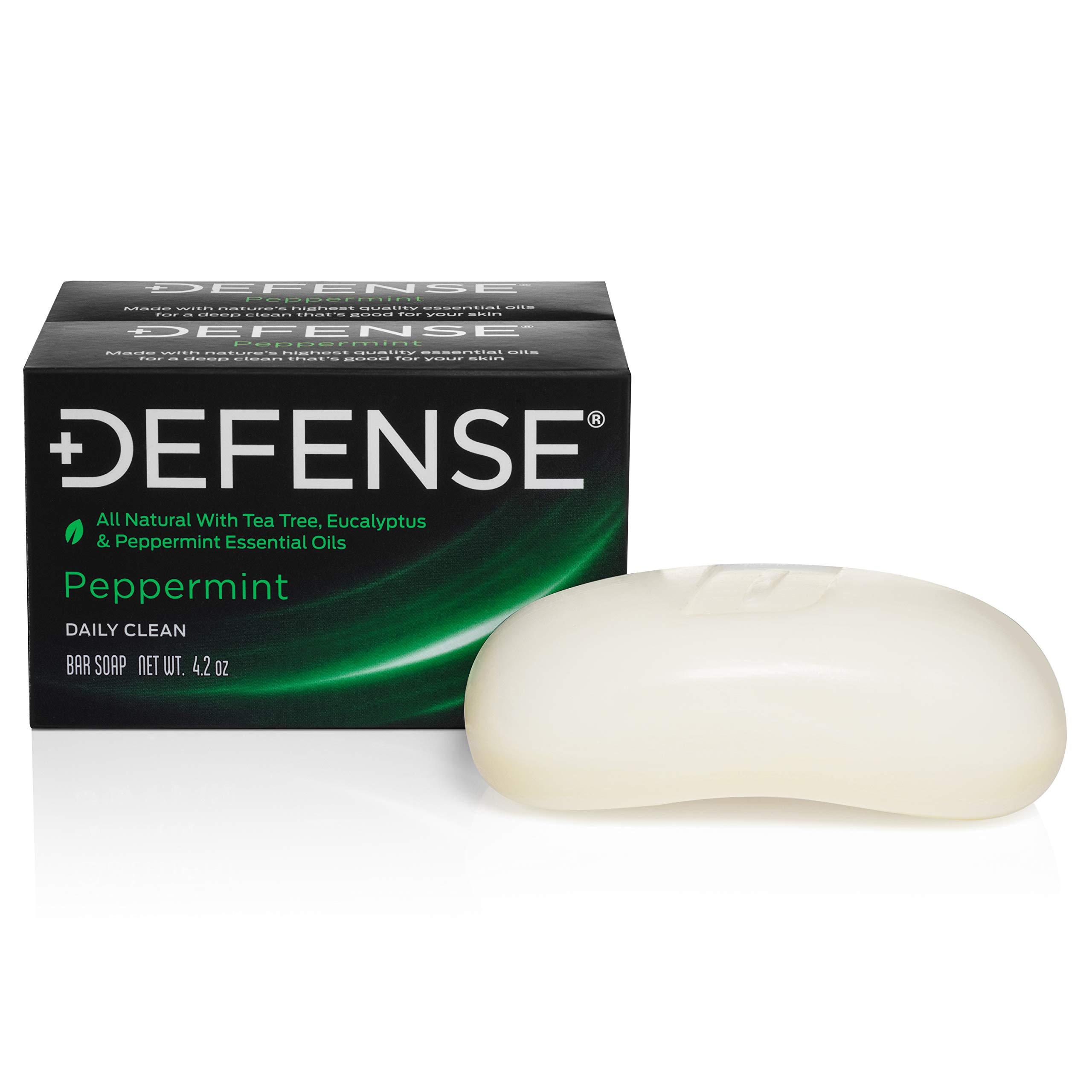 Defense Soap Defense Soap Peppermint 4 Oz Bar (Pack of 2), Antifungal Medicated Bar Soap, & Body Wash 32 oz - Natural Shower Gel
