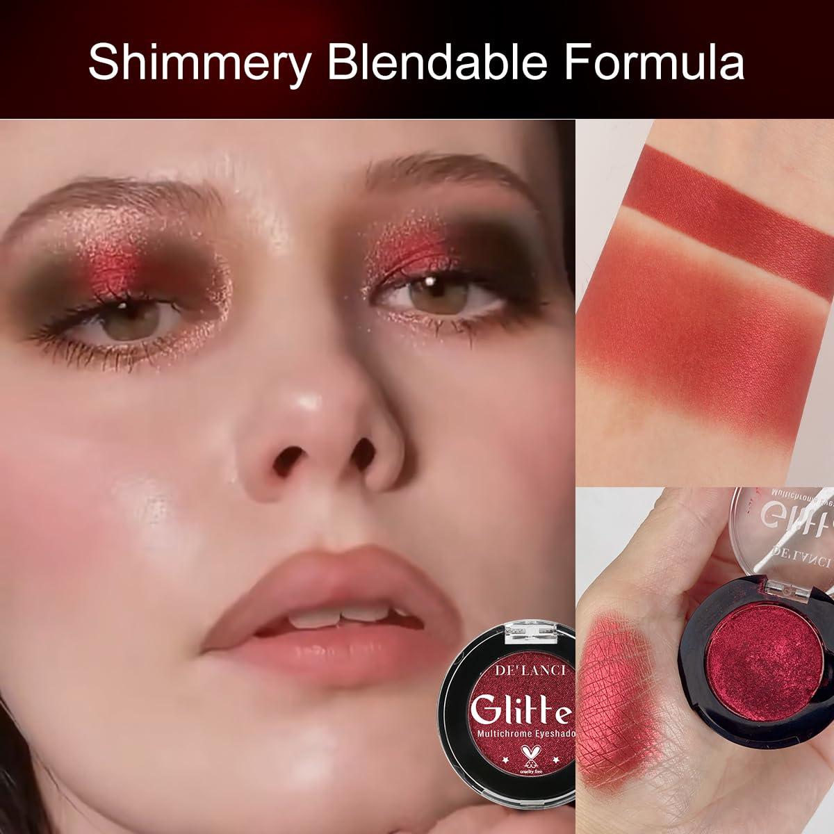 Afflano Afflano Multichrome Green Red Eyeshadow 2Pcs., Highly Pigmented Multichrome Eyeshadow Palette, Color Changing Forest Green Glitter Eyeshadow, Dark Red Makeup Eye Shadow, Multi-Dimensional Eyes Look