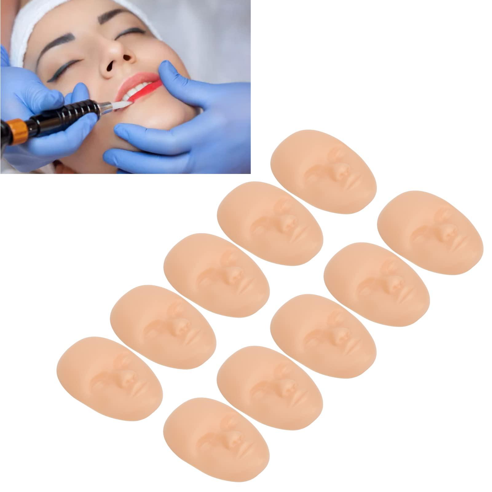 ZJchao ZJchao Makeup Practice Face, 10pcs 3D Soft Silicone Makeup Training Fake Skin Heads Practice Skin Head Makeup Mannequin Face Eyebrow Lip Skin Fake Training Supplies for Beginners Artist