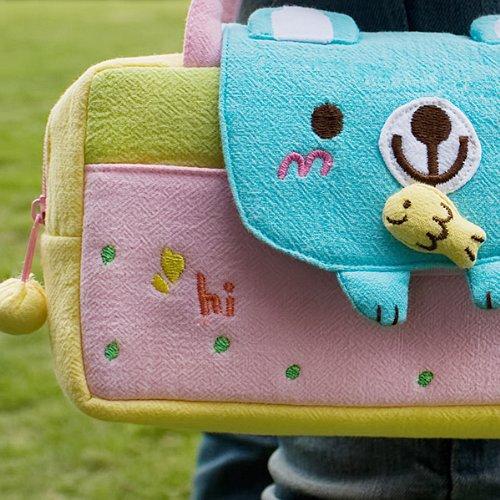 Blancho Bedding [Sweet Bear] Embroidered Applique Kids Mini Handbag/Cosmetic Bag/Travel Wallet (7.8 * 5.5 * 1.4)
