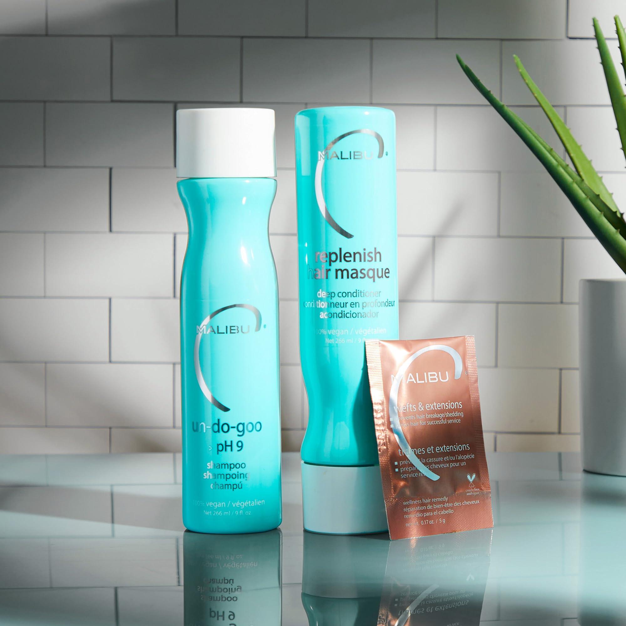 Malibu C Malibu C Wefts & Extensions Wellness Hair Remedy (1 Packet) - Removes Build Up + Prevents Hair Breakage - Prepares Natural Hair for Hair Extension Application