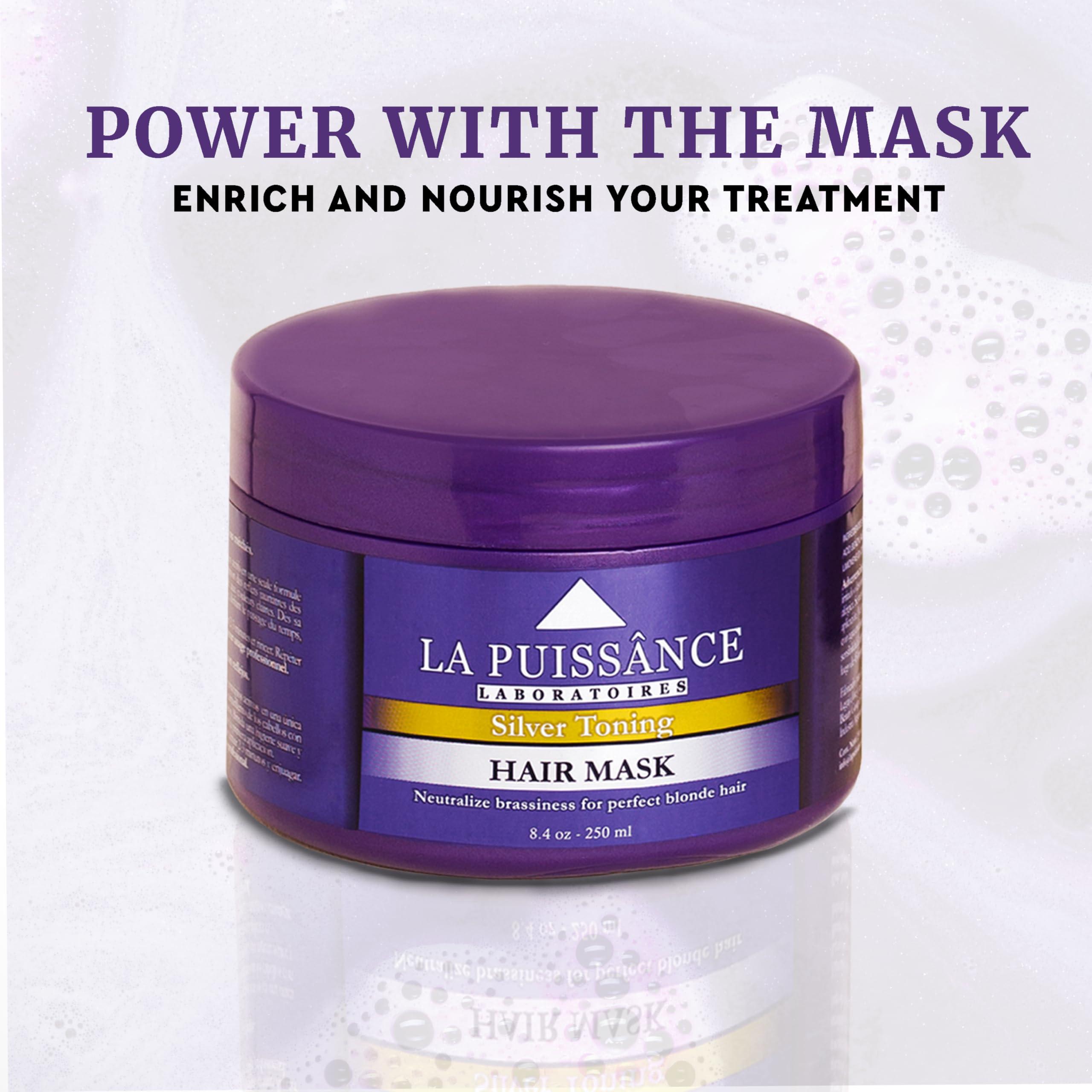 LA PUISSANCE LA PUISSANCE Silver Toning Purple Hair Mask for Blonde Hair & Gray or white Hair - Intense Hydration & Toning - Neutralizes Brassiness, Revives Shine, Softens & Hydrates - For Home and Salon Use
