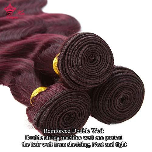 Queen Hair Queen Hair Products Brazilian Virgin Human Hair Body Wave Bundles Burgundy Hair Extensions Wine Red 99j Color (10 10 12)