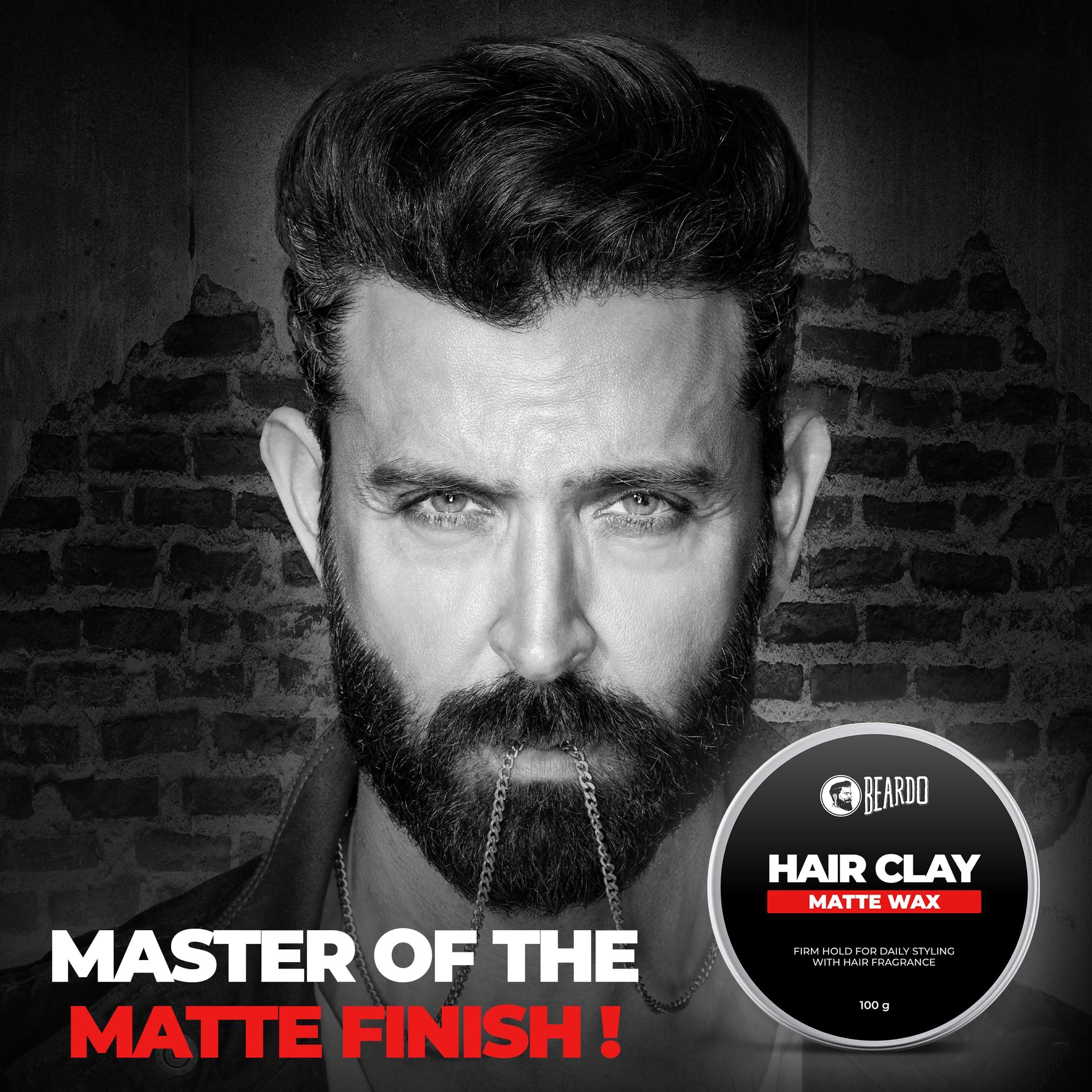 BEARDO BEARDO Hair CLAY Wax for Men, 100 gm | Matte Finish with volume| Strong Hold Re-stylable Hair styles | With Kaolin Clay | Used by salon professionals 3.4Fl Oz