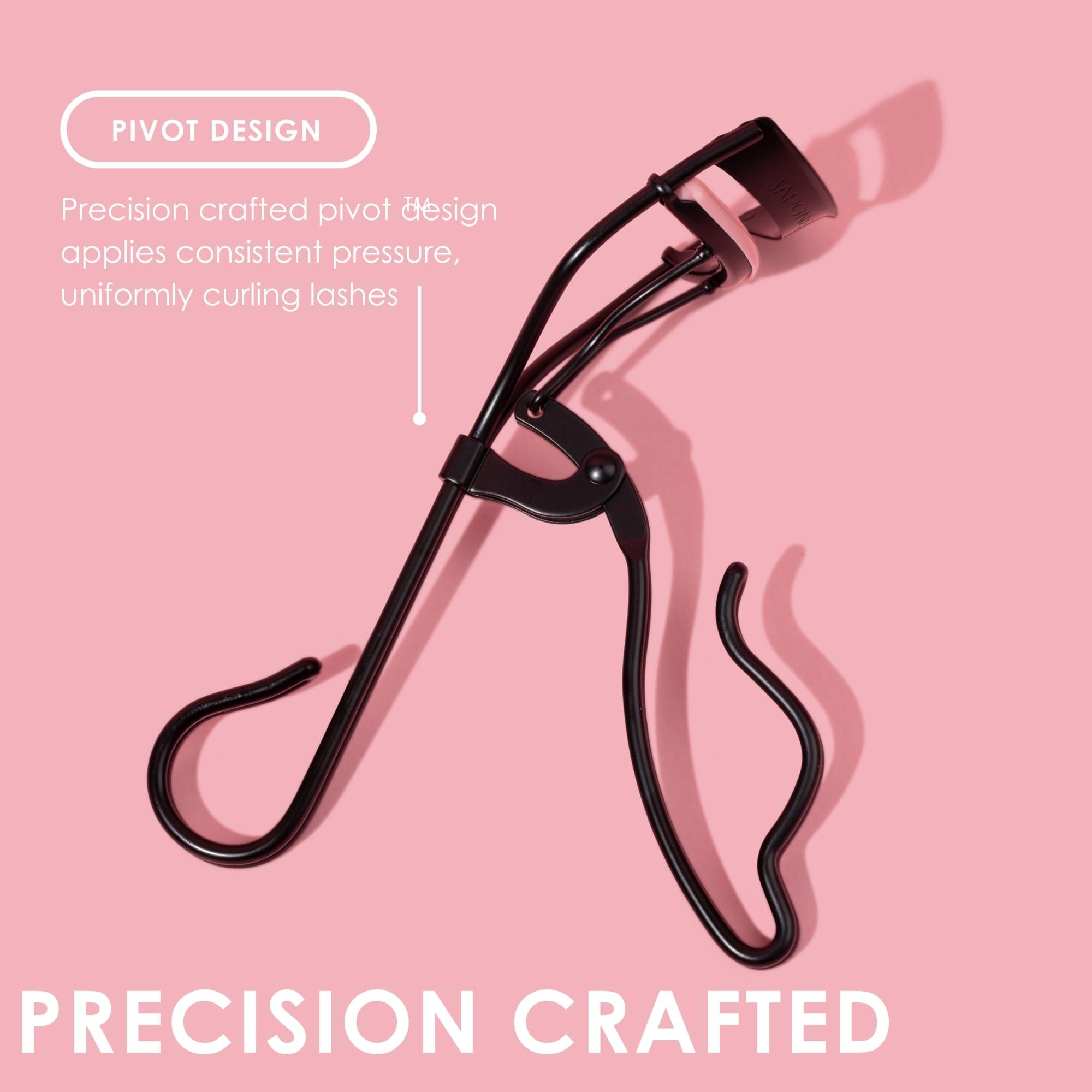 JAPONESQUE JAPONESQUE Professional Volumizing Lash Curler for Natural & False Lashes on Most Eye Shapes and Large Eyes, 1 Refill Pad, Holds Curl up to 8 Hours