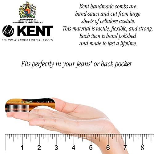 KENT Beard & Mustache Grooming Kit - Kent BRD5 Boar Bristle Brush + Kent 81T & A FOT Sawcut Fine Tooth Combs for Men\'s Care