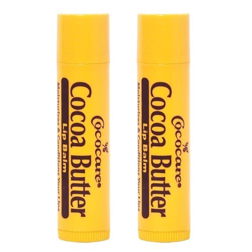 COCOCARE Cococare Cocoa Butter Lip Balm - The Little Yellow Stick Enriched with Natural Cocoa Butter - Conditions & Protects Lips with Hydrating Formula - 0.15oz (Pack of 2)