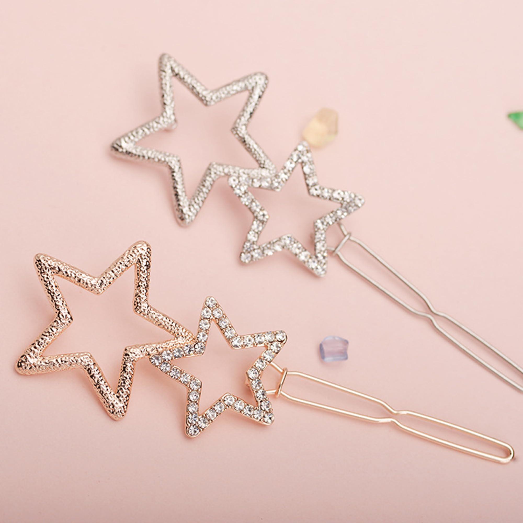 AEGYPIUS AEGYPIUS Star Hair Clips, 2 Pcs Star Clips Hair Star Hair Clip, Y2k Hair Accessories Star Barrettes Y2k Hair Clips, Star Hairclips Silver Star Hair Clips Star Hair Pins Star Hair Clips for Women