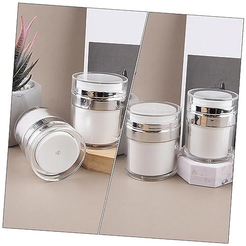 FOMIYES FOMIYES 4 Pcs Press Cream Jar airless Jars for Cosmetics airless Lotion Pump Bottle Pump Bottle Dispenser Pressing Type Bottle Cream Pump Dispenser jar pp Liquid Pump Acrylic Travel White